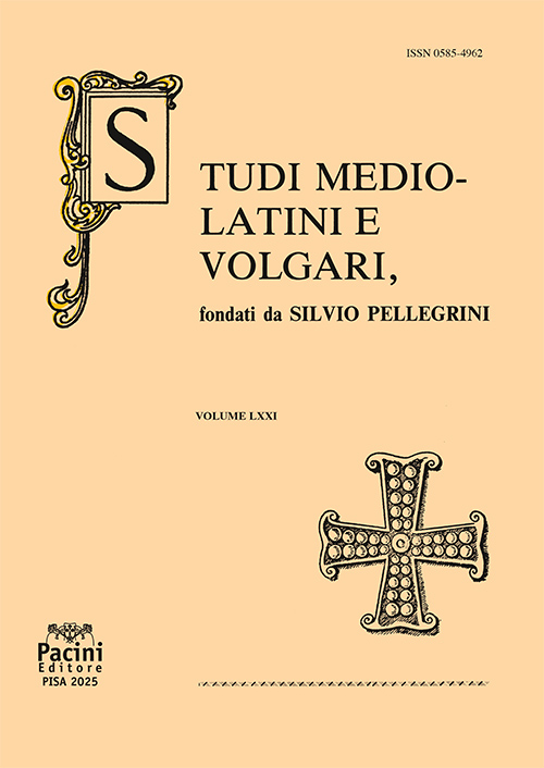 Studi Mediolatini e Volgari - vol. LXXI (71) - 2025 - Fondati da Silvio Pellegrini